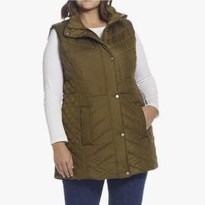 Weatherproof Womens Quilted Longline Snap Zip Vest Size 2X
